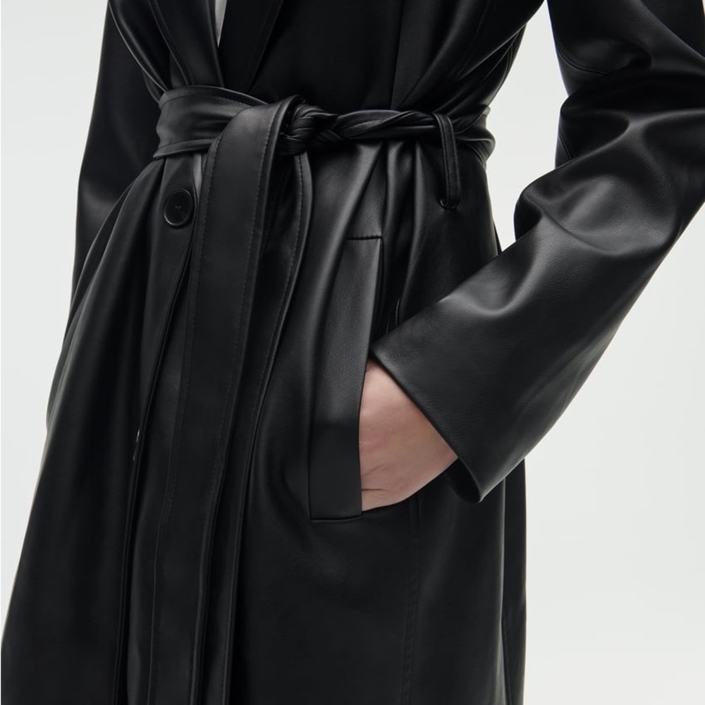 ZARA BELTED FAUX LEATHER TRENCH